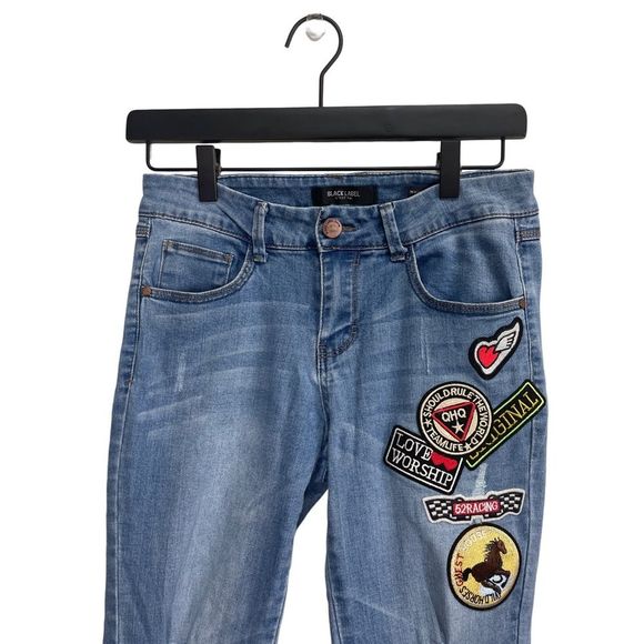 Black Label Jeans With Patchwork Sz 7 - Picture 3 of 8